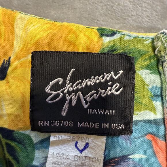 Vintage 70s Shannon Marie Of Hawaii Tropical Cotton Sundress Made in USA XL - Picture 7 of 9